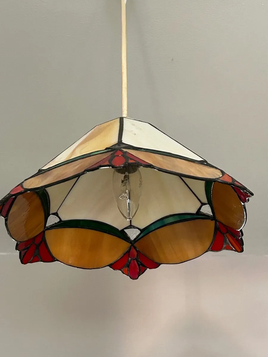 Stained glass ceiling light shades x 5  various - Image 1