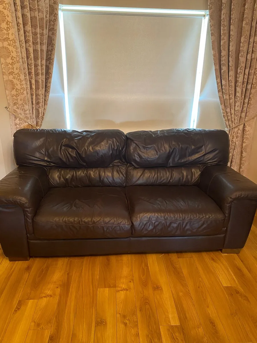 Brown Leather 3-2-1 sofas - Image 1