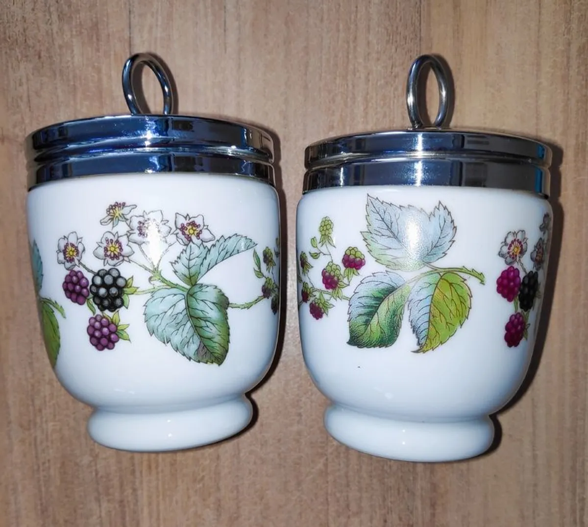 Vintage Royal Worcester double egg coddlers blackberry pattern - Image 1