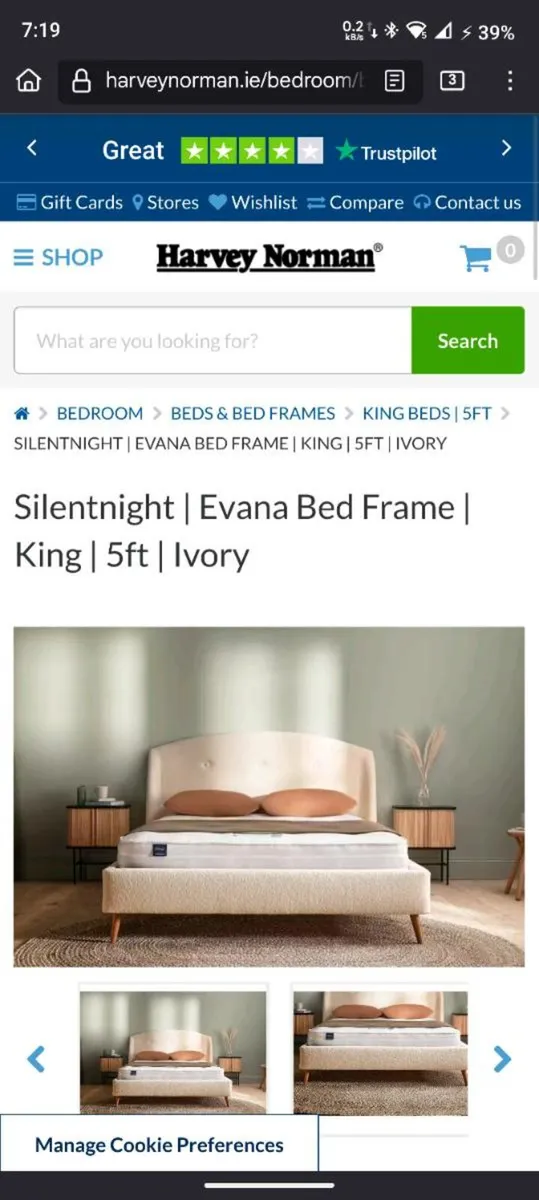 Silentnight | Evana Bed Frame | King | 5ft | Ivory - Image 1