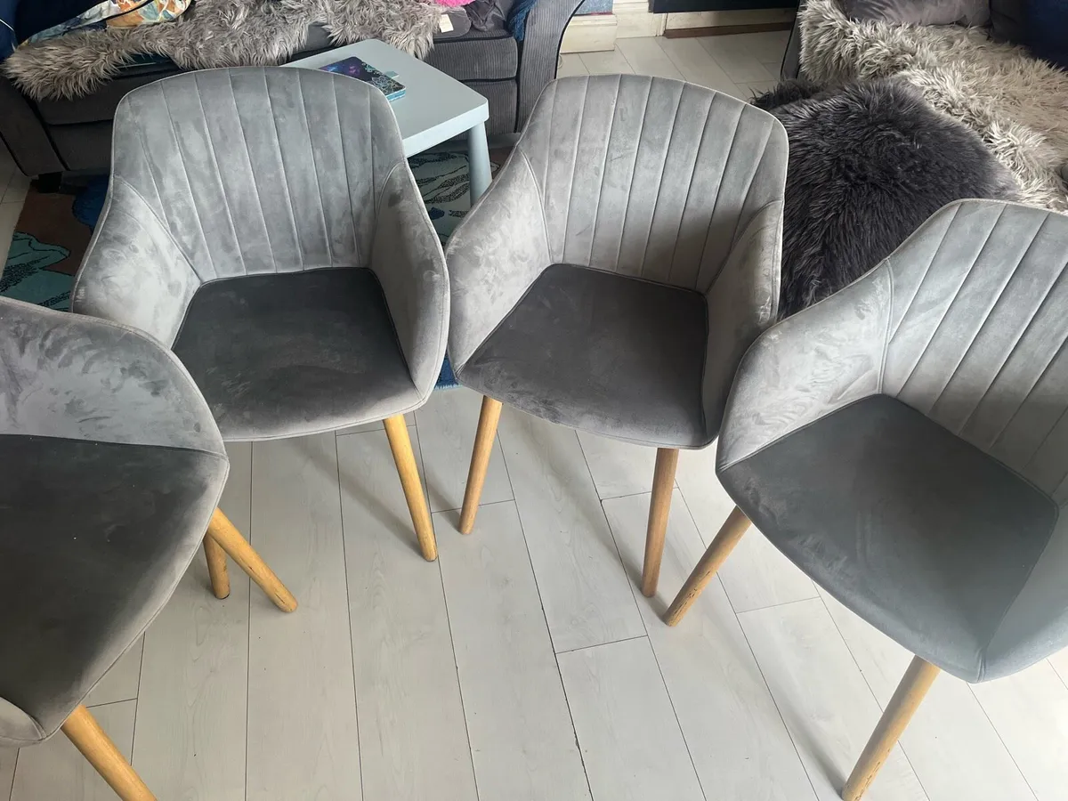 4 grey dining chairs - Image 1