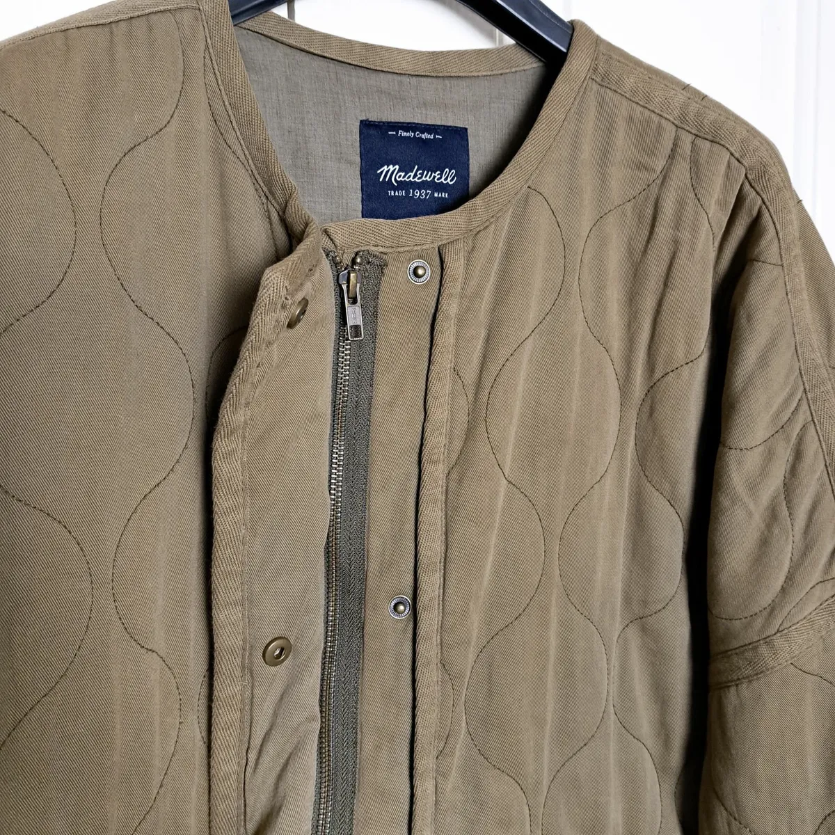 Madewell Khaki Army Green Quilted Jacket Size M - Image 3