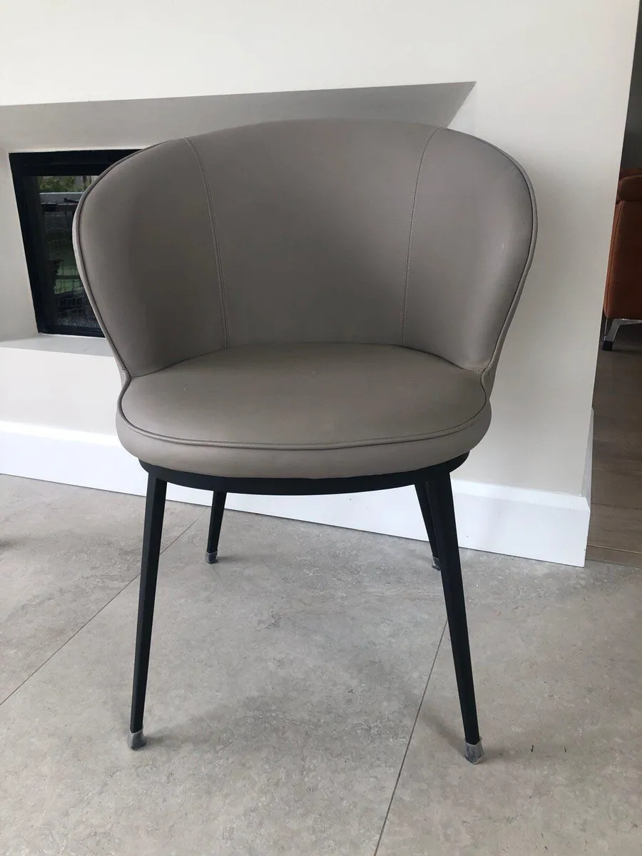 Carver Faux Leather Dining Chairs x6 - Image 1