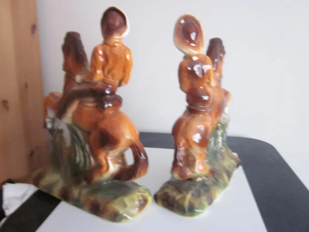 Pair of Staffordshire Figures Cowboy Cowgirl Horse - Image 2