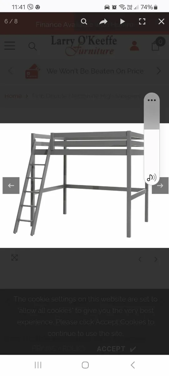 High Sleeper Loft bed, Charcoal grey.