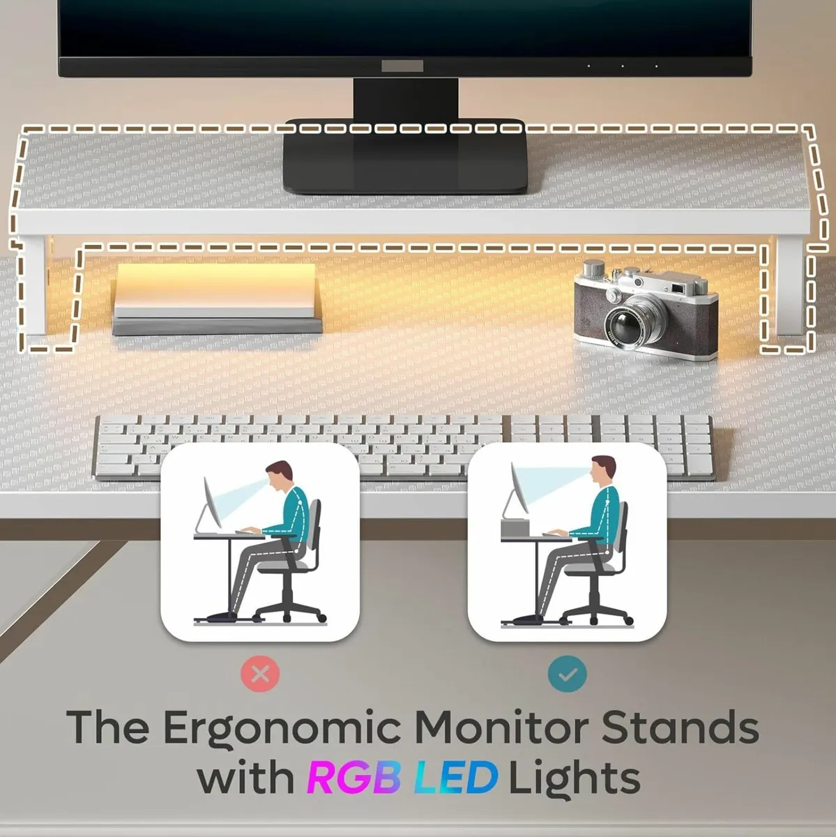 Gaming Desk Monitor Stand 106x50cm Office bedroom - Image 4