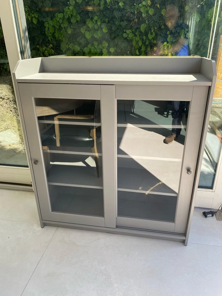 Glass door cabinet grey - Image 1