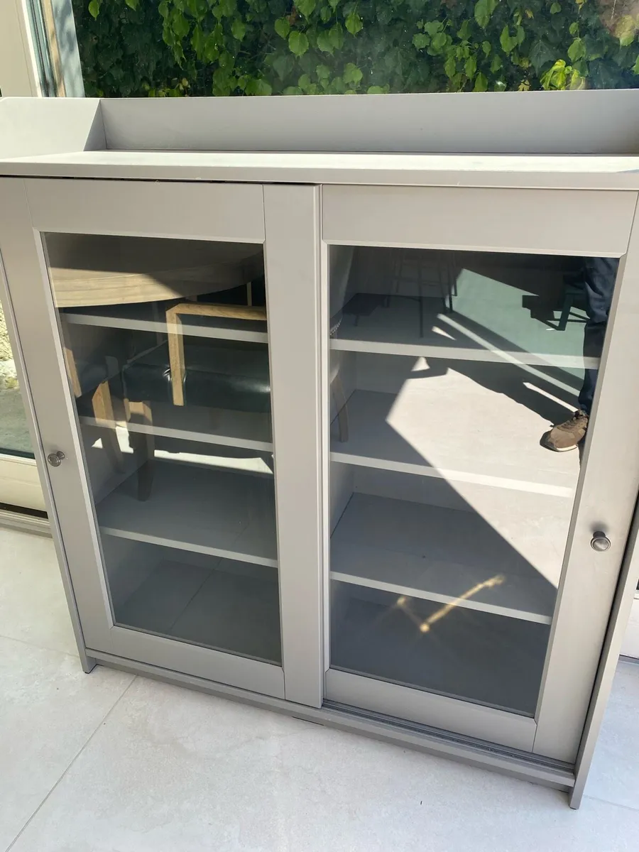 Glass door cabinet grey - Image 2