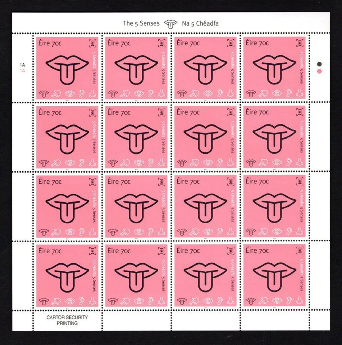 2015 Ireland The Five Senses (Taste, Touch, Sight, Hearing & Smell)  Commemorative Stamp Sheetlet Plate 1A1A Mint Never Hinged (MNH) - Image 3