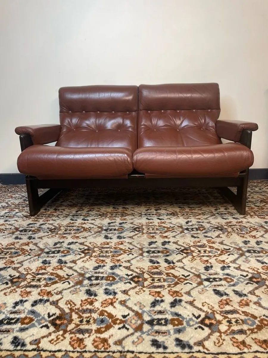 FLASH SALE ! Was 995 Now 750 !! Exquisite 1970s Scandinavian Leather Two-Seater Sofa - Image 1