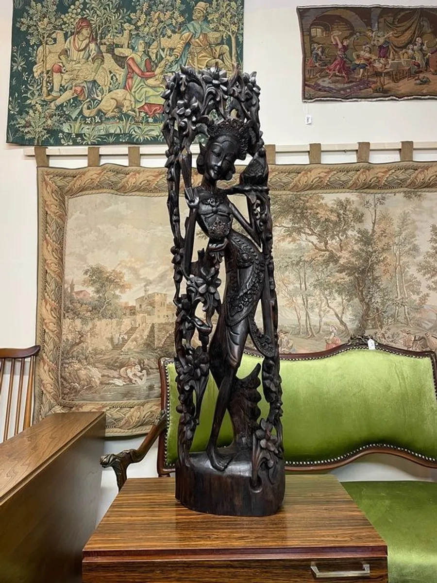 FLASH SALE! Was 395 Now 295 ! Spectacular Indonesian The Dancing Deity Hand Carved Large Wooden Statue. - Image 1