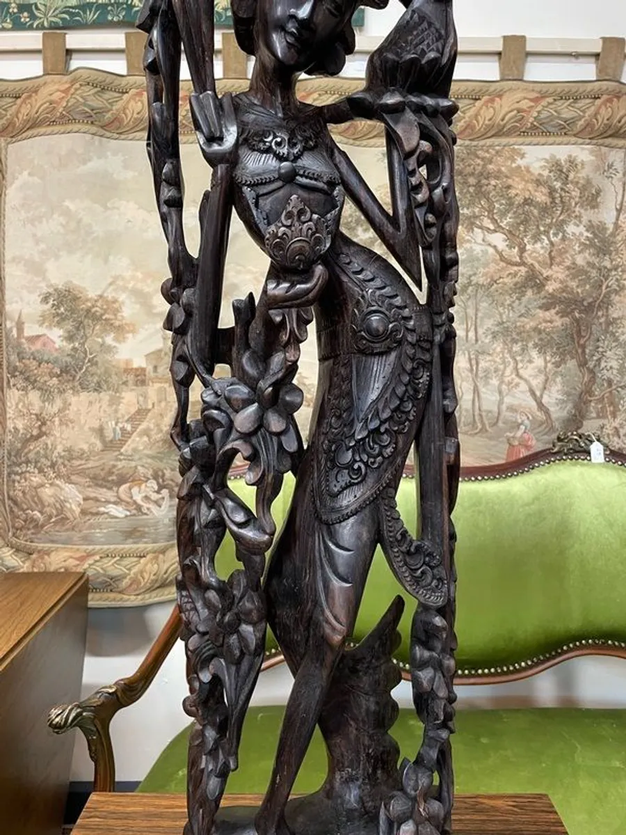 FLASH SALE! Was 395 Now 295 ! Spectacular Indonesian The Dancing Deity Hand Carved Large Wooden Statue. - Image 3