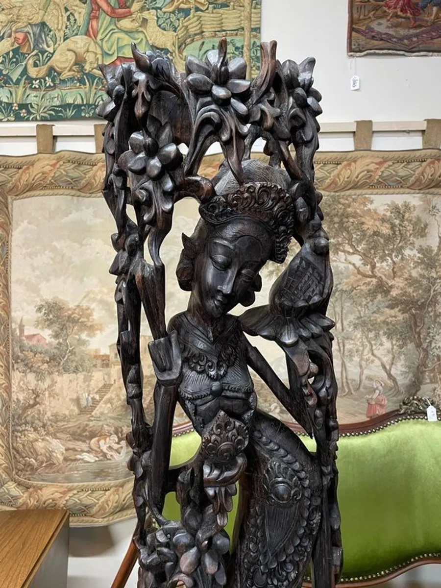 FLASH SALE! Was 395 Now 295 ! Spectacular Indonesian The Dancing Deity Hand Carved Large Wooden Statue. - Image 4