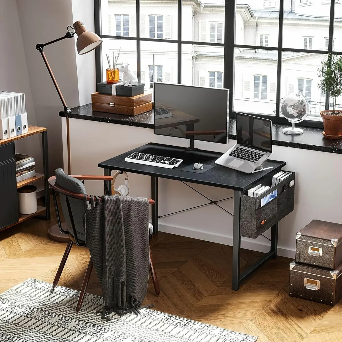 Computer Desk Sturdy Home Office Black 100x48cm - Image 3