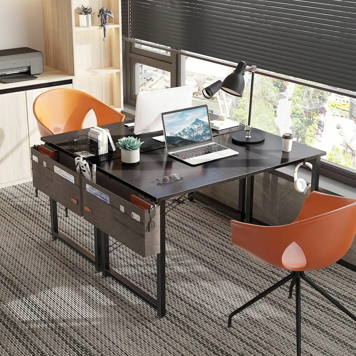 Computer Desk Sturdy Home Office Black 100x48cm - Image 4