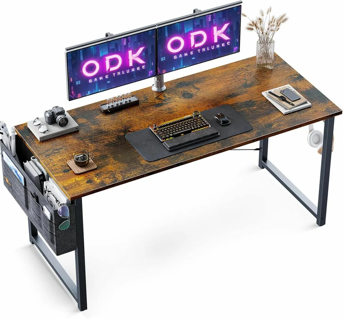 Computer Desk 120x48cm Office Desk Storage Vintage - Image 1