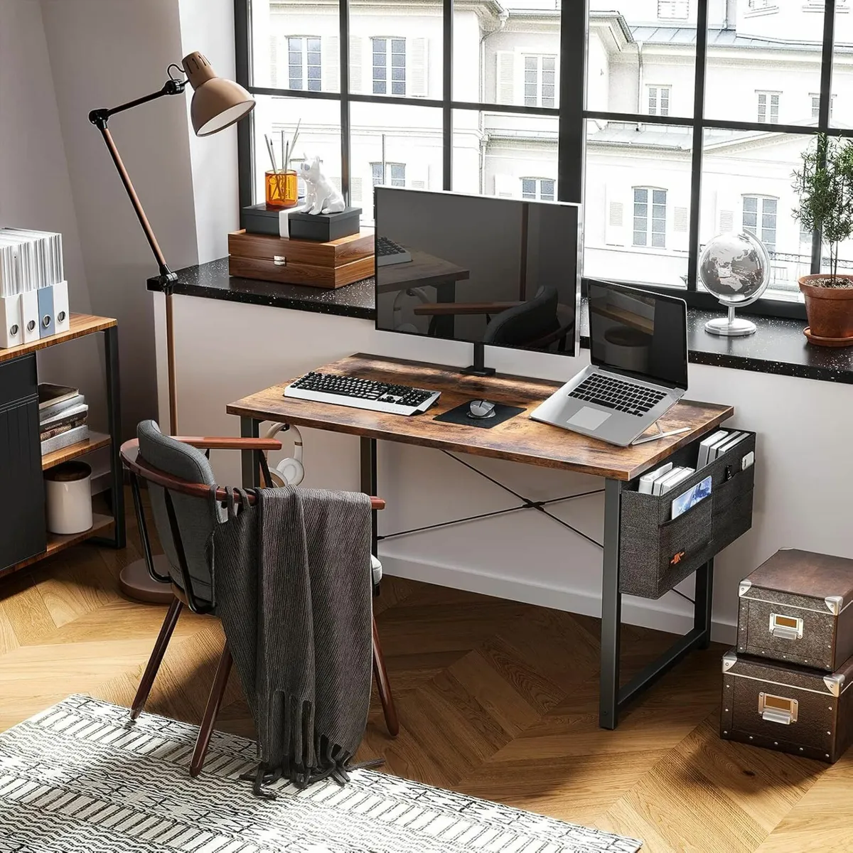 Computer Desk 120x48cm Office Desk Storage Vintage - Image 4