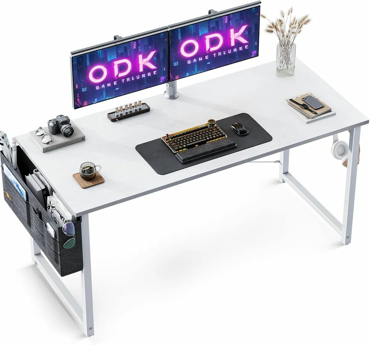 Computer Desk 120x48cm Office Desk Storage White - Image 1