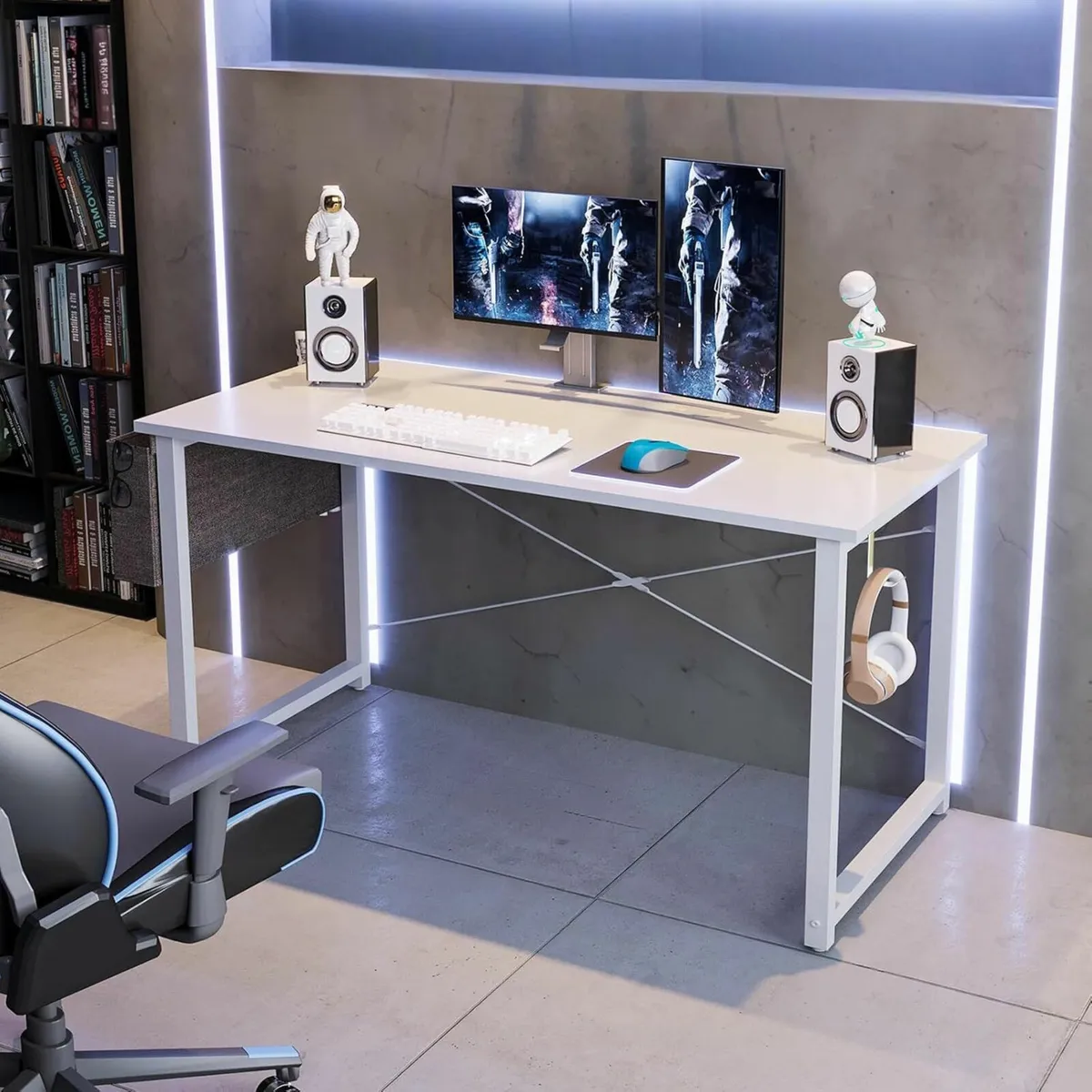 Computer Desk 120x48cm Office Desk Storage White - Image 4
