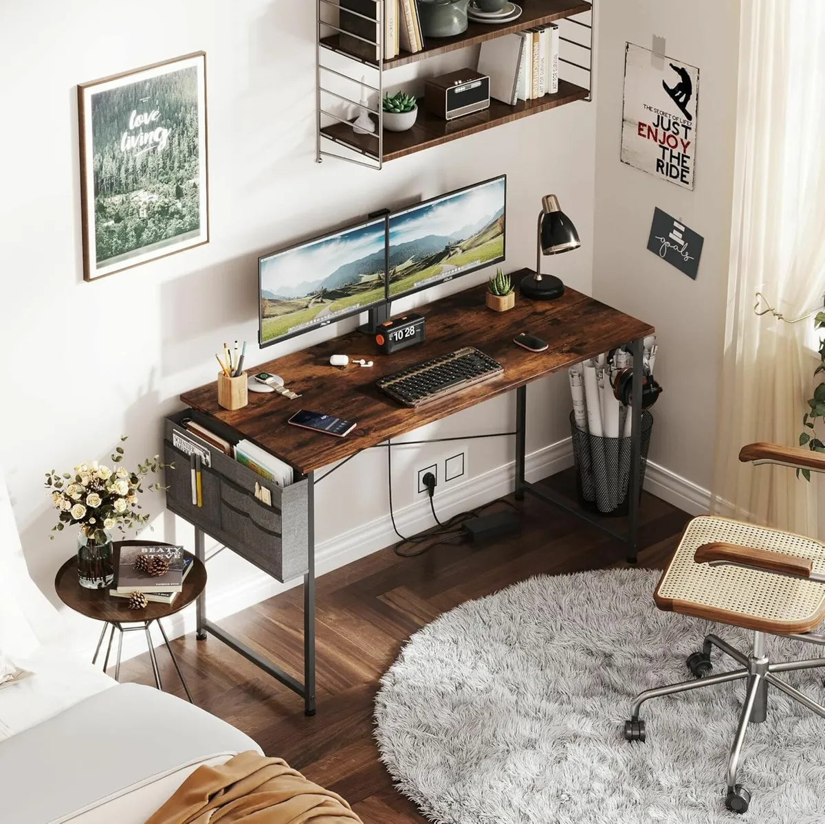 Computer Desk 120x48cm Home Office Modern Brown - Image 1