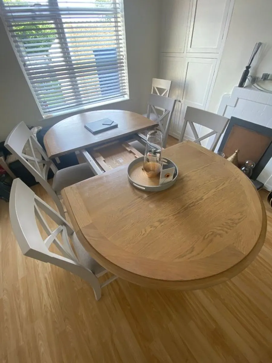 180cm Grey Grey & Oak Oval Ext. Dining Table -Toulouse - Image 2
