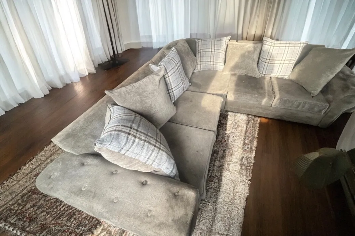 Grey corner sofa set suite couch - Image 1