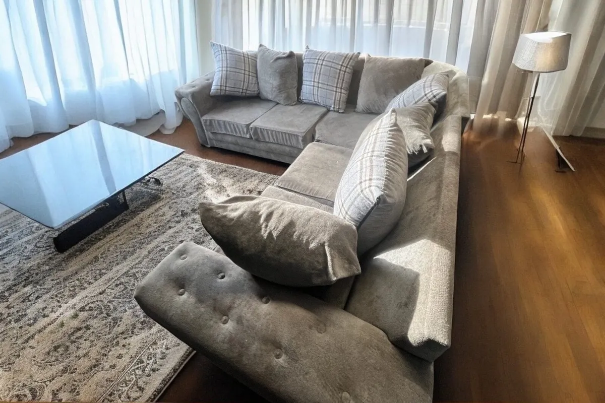Grey corner sofa set suite couch - Image 2