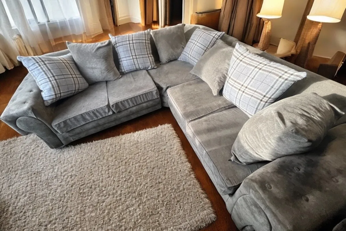 Grey corner sofa set suite couch - Image 3
