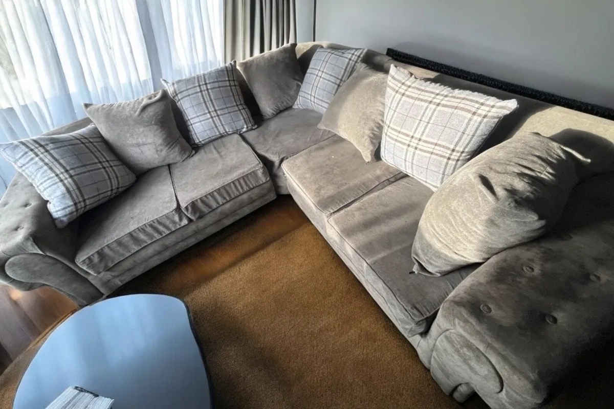 Grey corner sofa set suite couch - Image 4