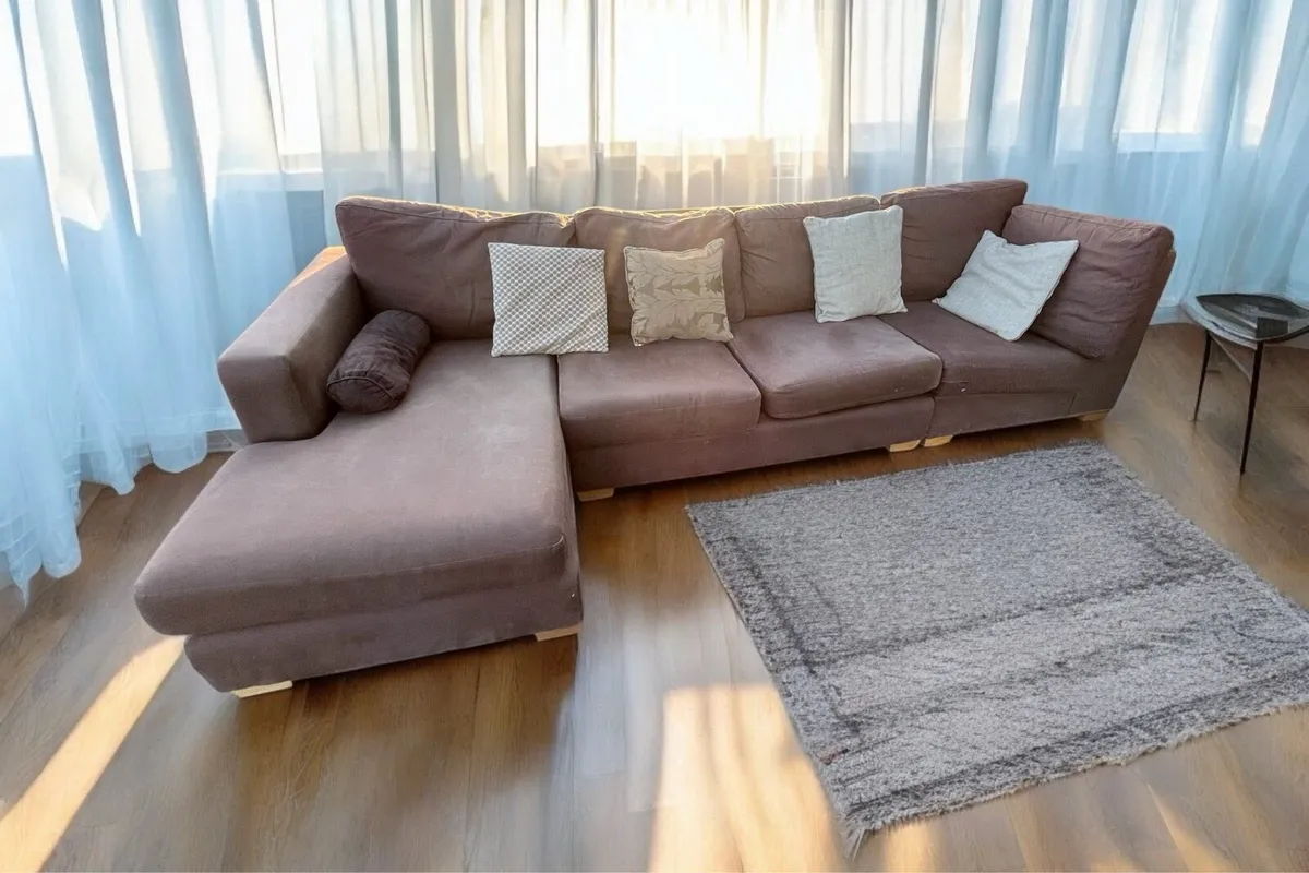 Brown corner sofa set suite couch - Image 4