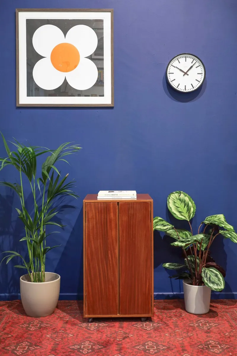 Mid Century Furniture Teak Divided Vinyl Cabinet - Image 3