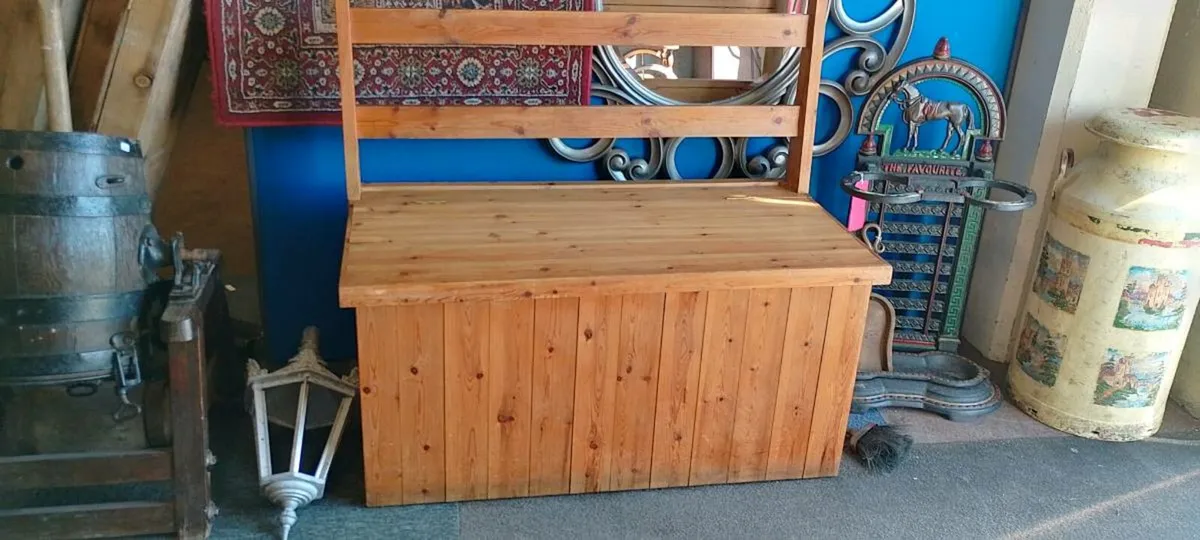 Pine Monks Style Storage Bench - Image 2