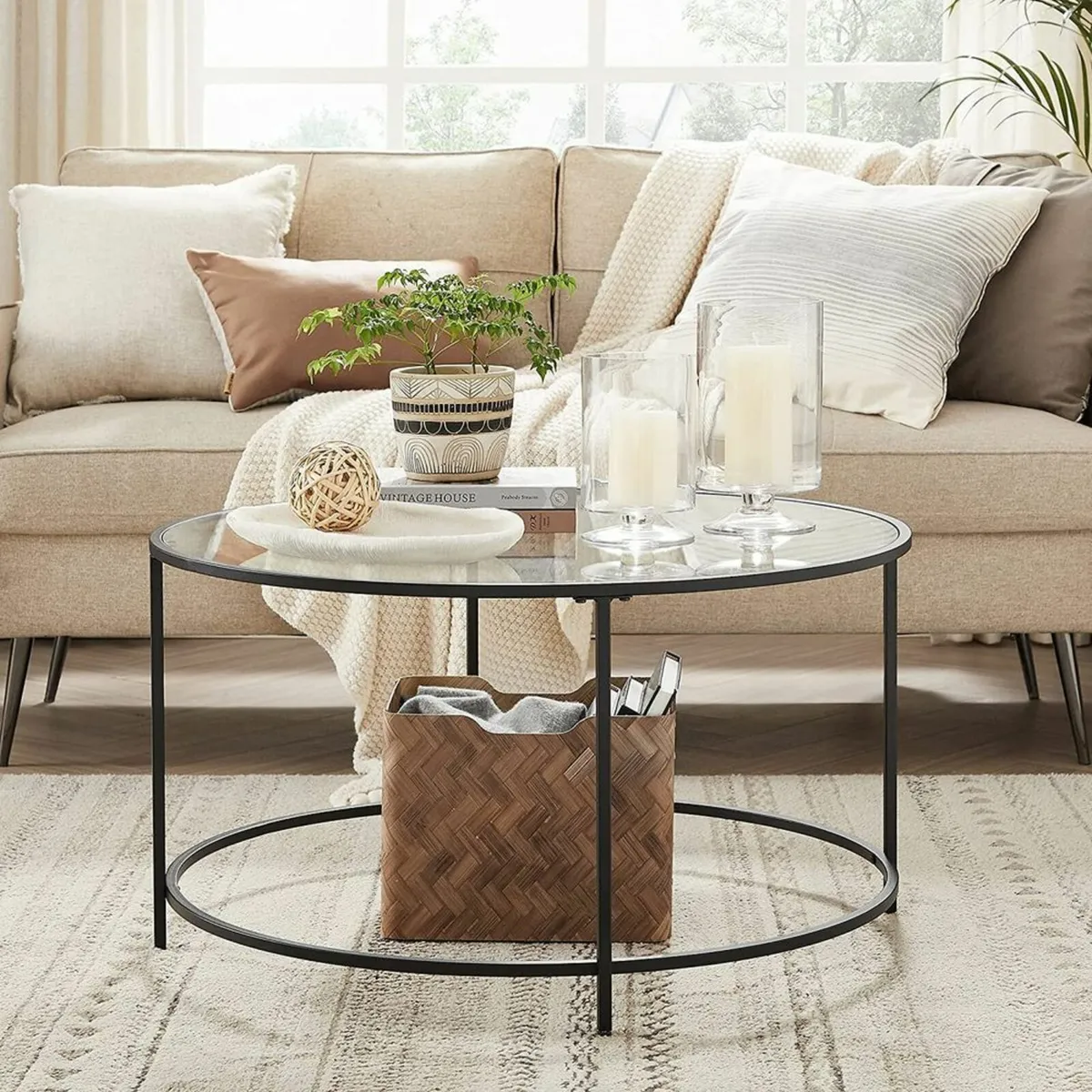 New Modern Round Glass Coffee Table -FREE P&P - Image 1