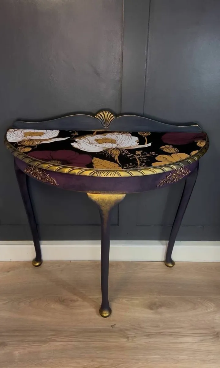 SALE! Golden Bloom Half-Moon Table - Image 1