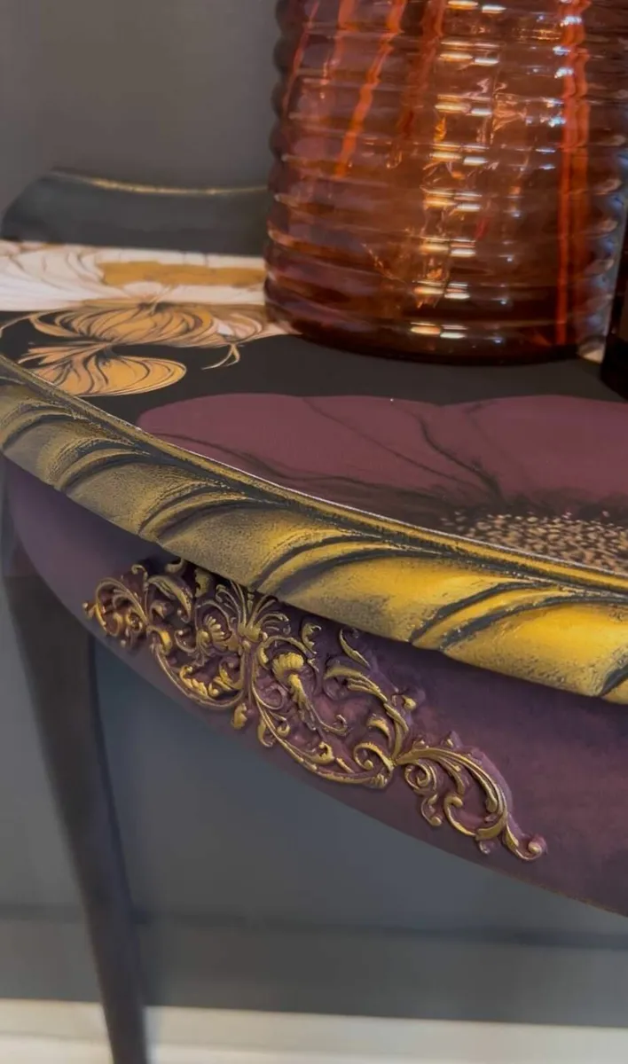 SALE! Golden Bloom Half-Moon Table - Image 4