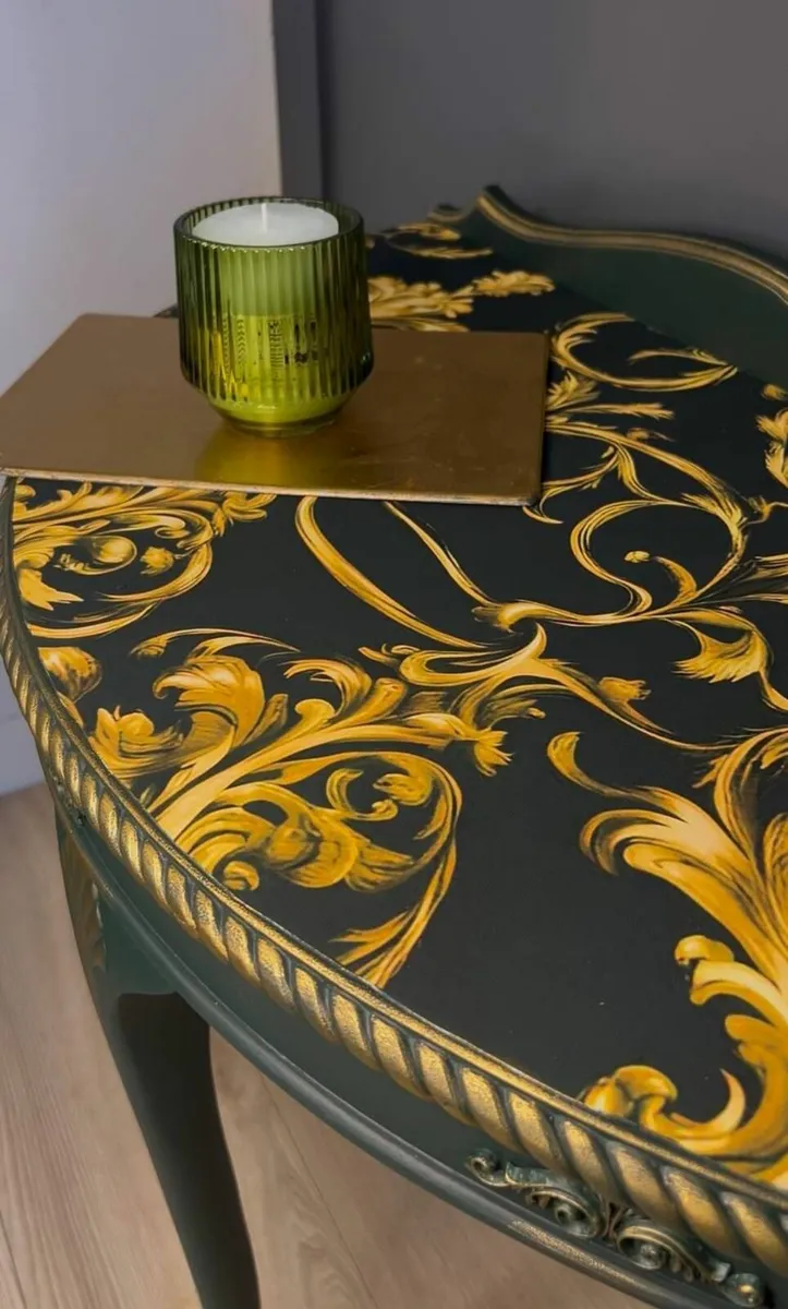 Golden Elegance Half-Moon Table - Image 1