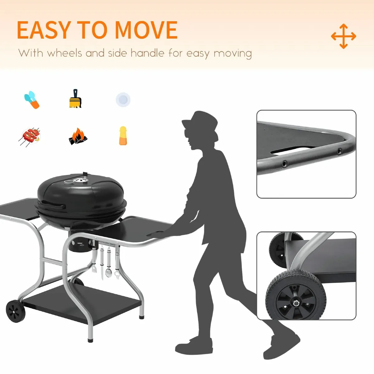 Portable Charcoal Kettle Grill Barbecue BBQ - Image 3