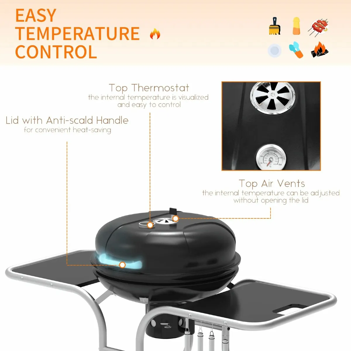 Portable Charcoal Kettle Grill Barbecue BBQ - Image 4