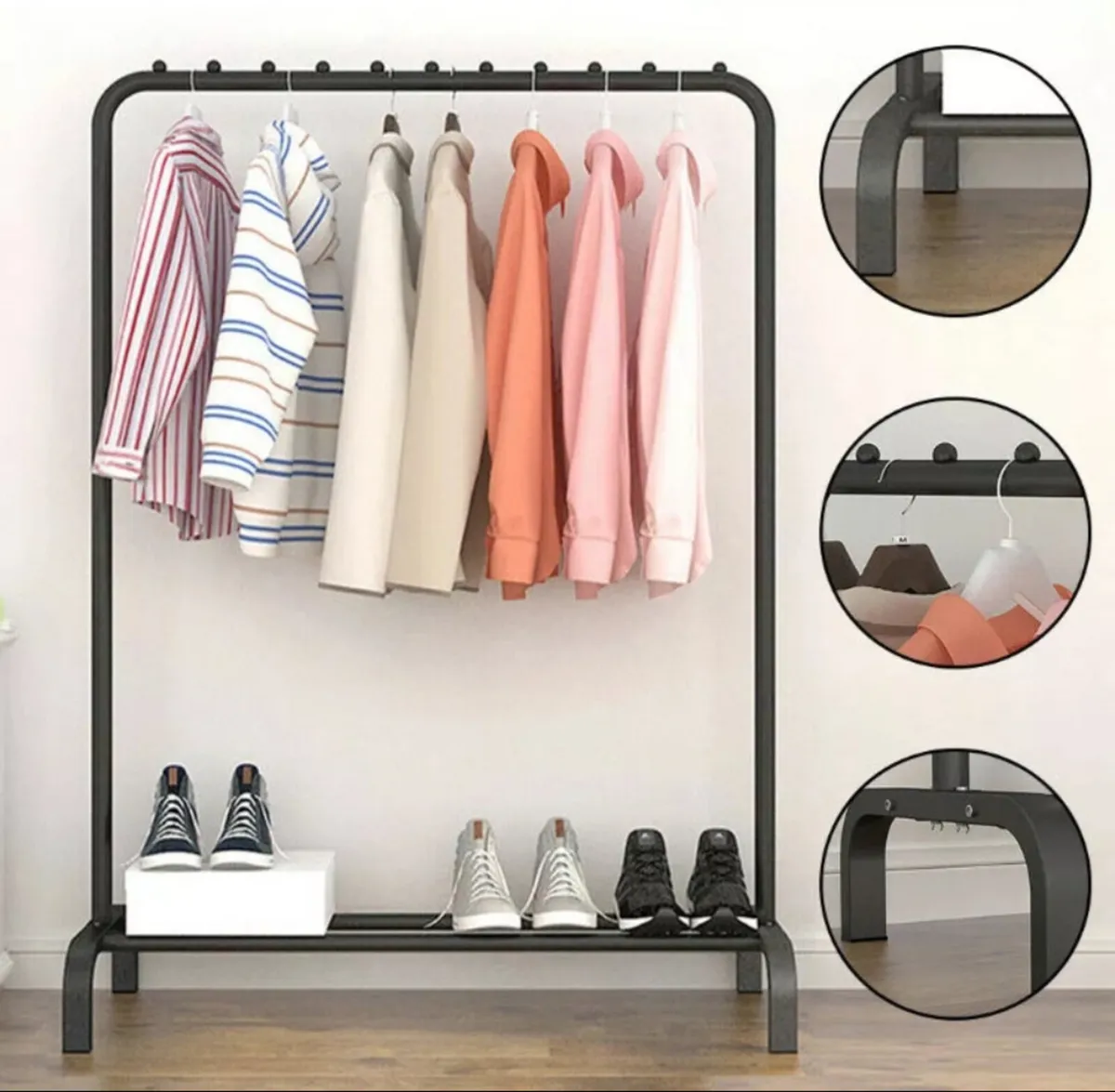 NEW Metal Clothes Rail Rack with Shoe Shelf - Image 1