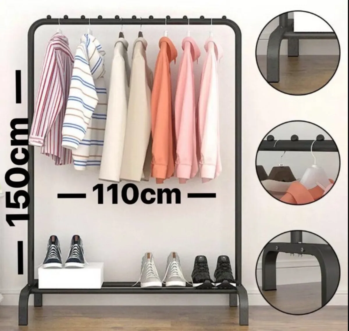 NEW Metal Clothes Rail Rack with Shoe Shelf - Image 4