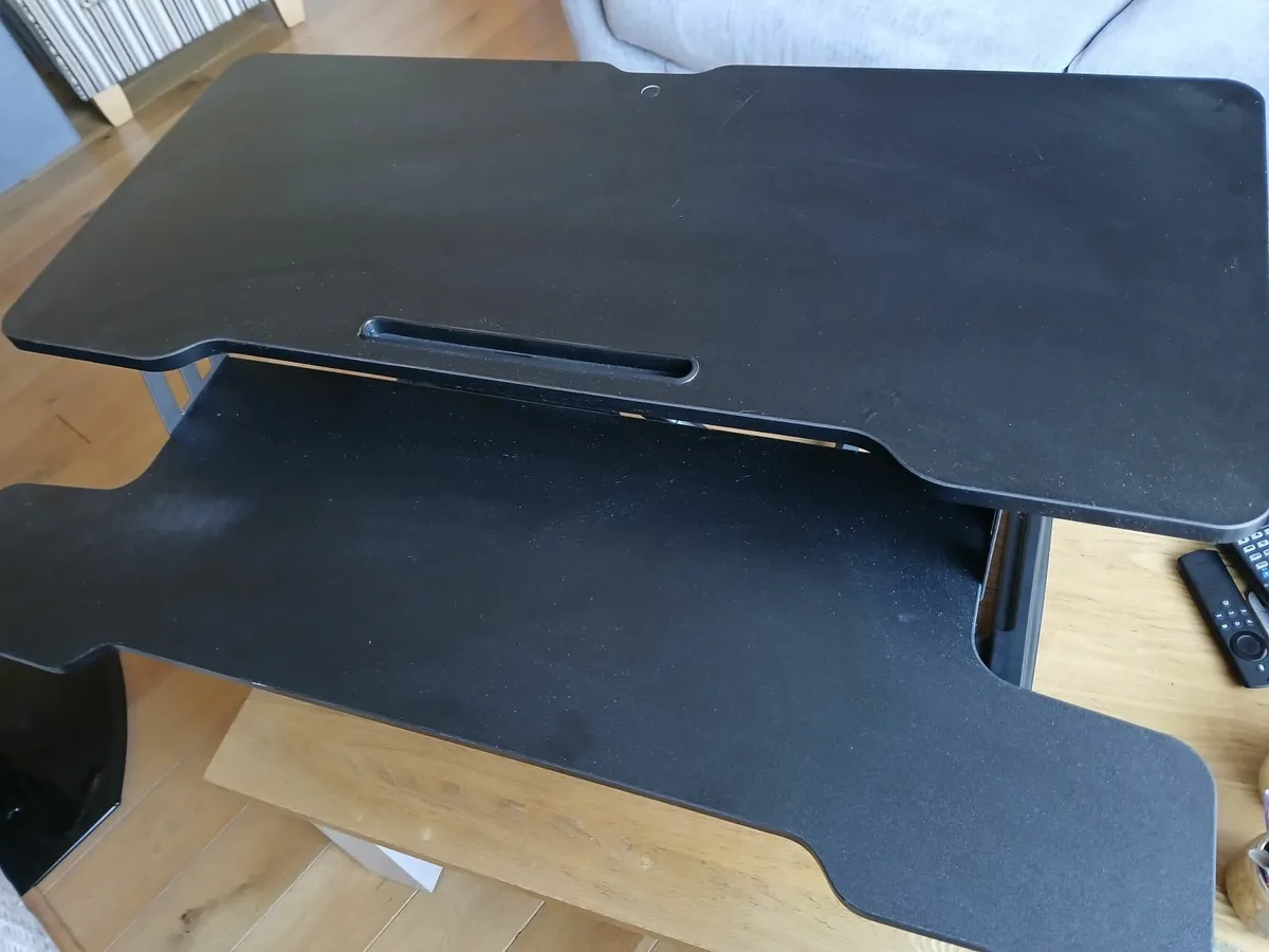 Black standing desk converter with Keyboard Raiser - Image 2