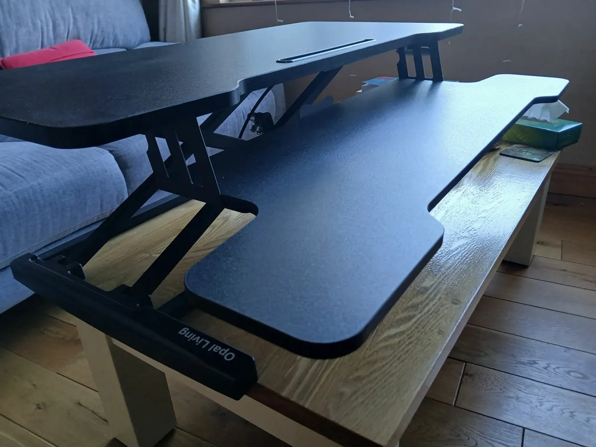 Black standing desk converter with Keyboard Raiser - Image 3