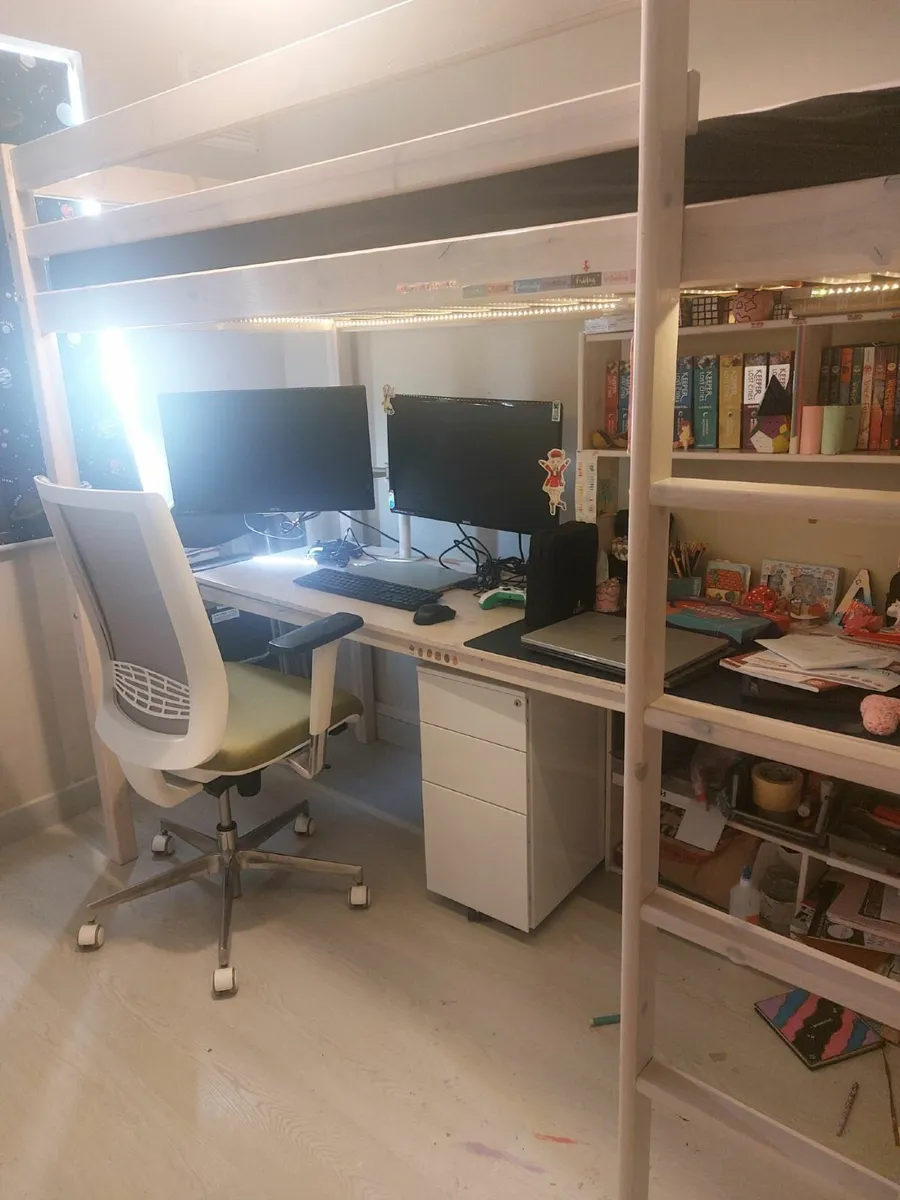 SpaceSaving High bed/Loft bed with Desk & Storage - Image 3