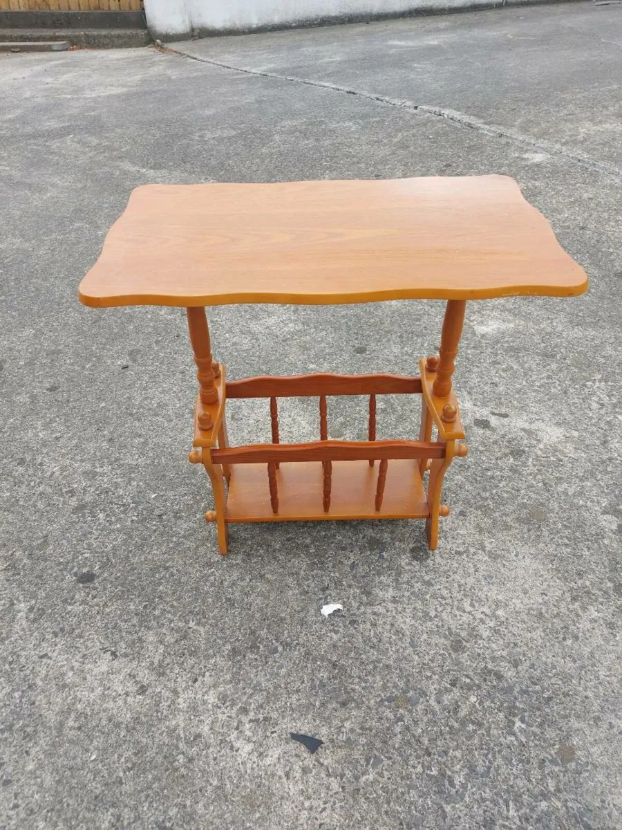 Lovely neat side table with magazine holder