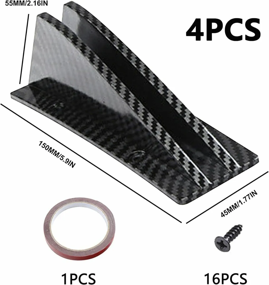 4 PCS Carbon Fiber Car Bumper Spoiler Lip Splitter - Image 1