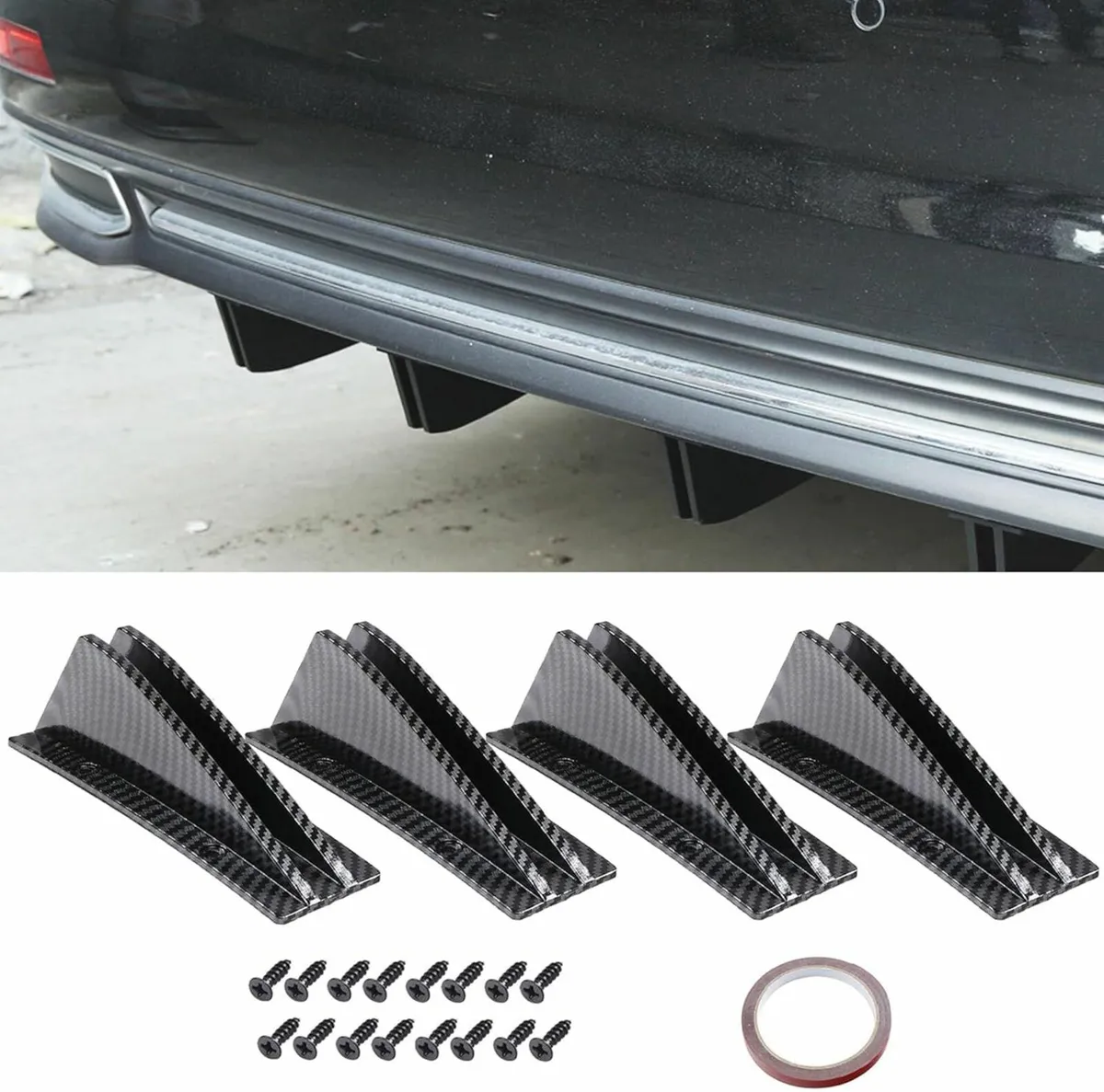 4 PCS Carbon Fiber Car Bumper Spoiler Lip Splitter - Image 2