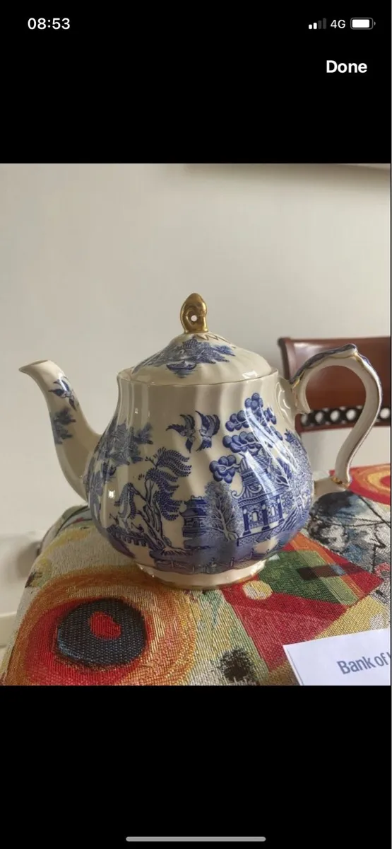 Vintage Sadler Blue Willow Tea Pot - Image 1