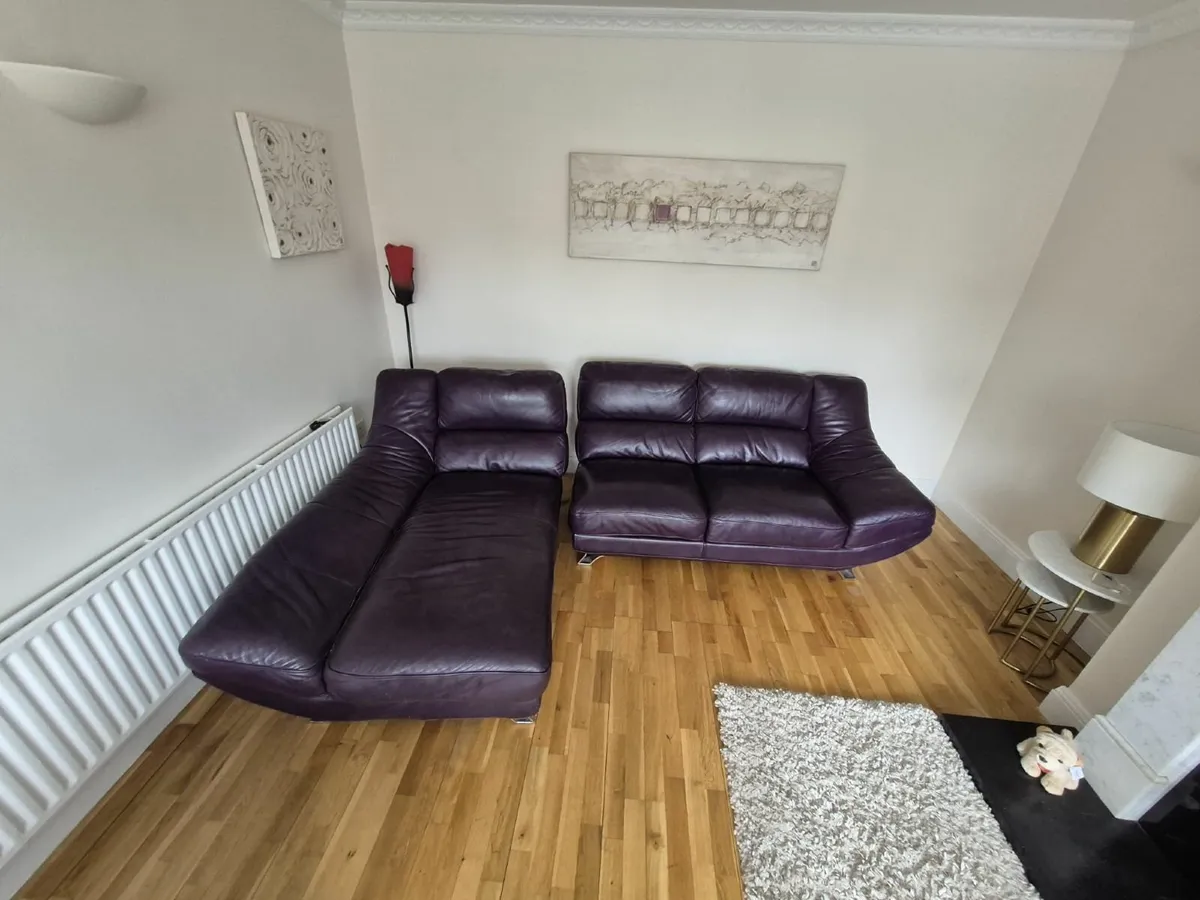 Modern Leather Suite - Used - Image 2