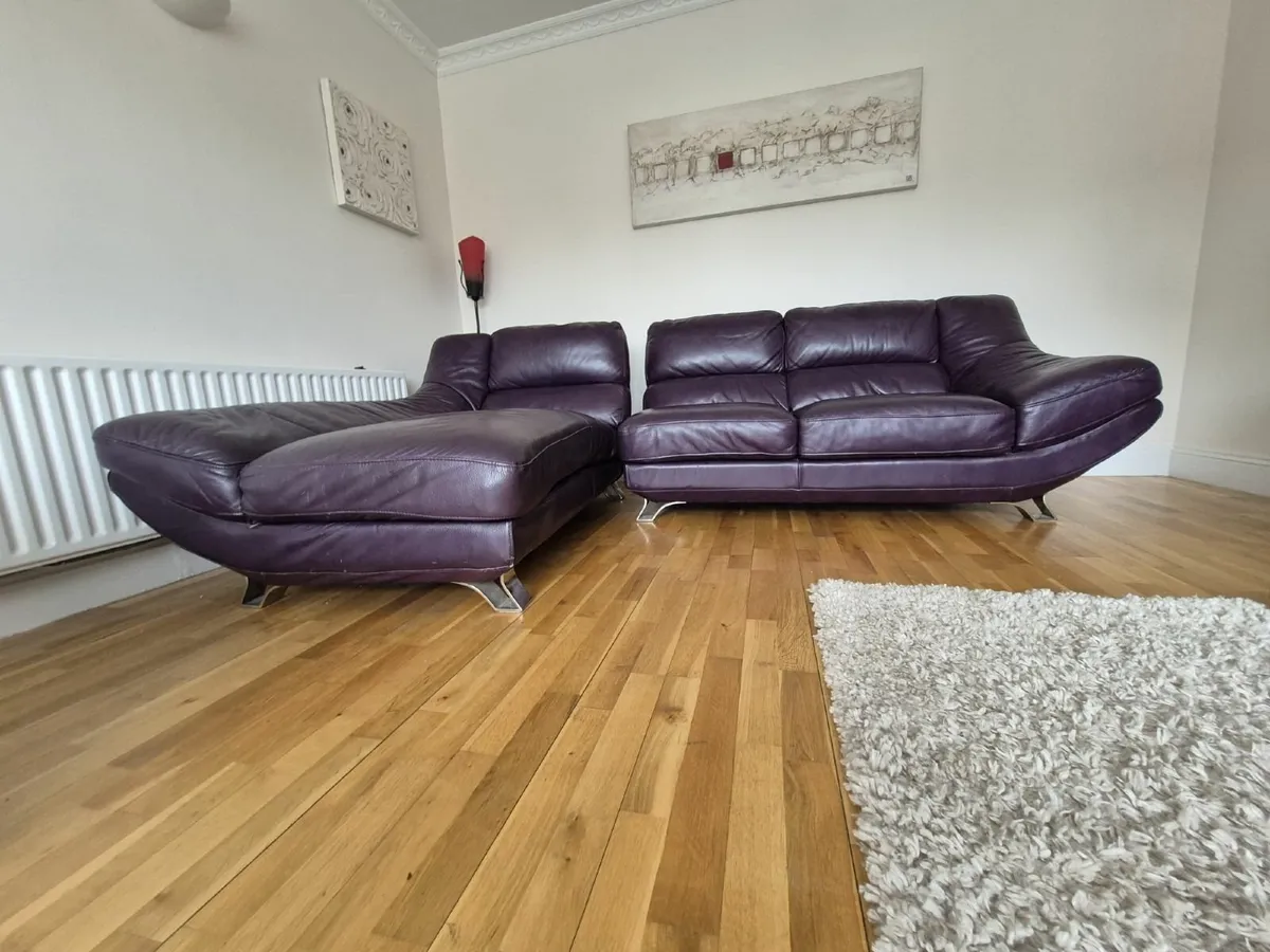 Modern Leather Suite - Used - Image 1