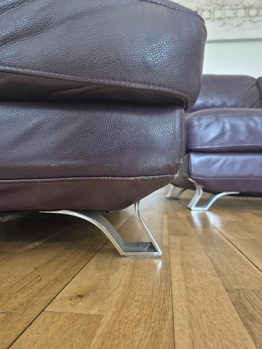 Modern Leather Suite - Used - Image 3